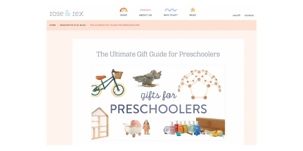 Rose & Rex preschooler holiday gift guide